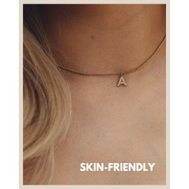 GD GOOD.designs EST. 2015 Chain Letter Gold for Women I 18K Gold-Plated Necklace with Zirconia Initials I Golden Stainless Steel Letter Chain, Stainless Steel, Cubic Zirconia