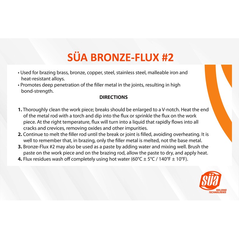SÜA® - Bronze Brazing Flux Powder - 8 Ounces Jar.