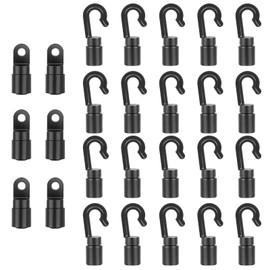 20 Pcs Bungee Shock Cord Hooks for 1/4 Inch Rope Terminal Ends - Tabbed S Open With Straight Hooks for Kayaks