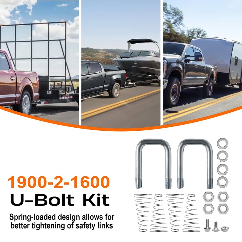 1900-2-1600 Replacement Safety Chain Trailer U-Bolt Kit for B&W Gooseneck