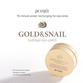 Petitfee Gold & Snail Hydrogel Eye Patch 60ea (30pairs) - 24k Gold Snail Eye Mask for Firming, Healthy Skin, Hydrating, Skin Elasticity, Snail Secreti