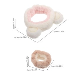 Gatuida 1 Set Cute Plush Bear Ears Headband Wristband Adjustable Hair Accessories for Face Washing Skincare Soft Plush Material for Comfort for Bath Spa Use