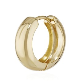 NKlaus Single 333 White Gold or 333.585 and 750 Yellow Gold Hinged Hoop Earrings 15 x 5.1 mm High Gloss Polished Round, Yellow Gold