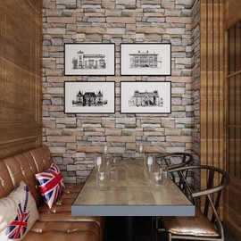 Livelynine 3D Brick Wallpaper Peel and Stick Backsplash for Kitchen Stone Contact Paper Waterproof Removable Wallpaper for Renters Home Wall Paper Roll Brick Wall Panels Adhesive Vinyl Roll 17.7x78.8