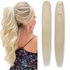 TESSHAIR Claw Clip In Ponytail Extension, 100% Human Hair Ponytail
