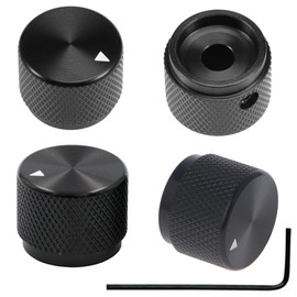 4pcs Knob Cap (20mm x 15.5mm) Control Potentiometer Knob Rotary Electronic Potentiometer Knob Aluminum Alloy Axle Hole Diameter 6mm Volume Control Knob Switch Knob Guitar Knob Handle Black