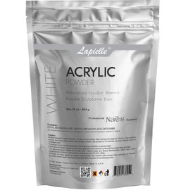 Lapielle Professional Acrylic Powder for Nail Art. Long-lasting, Large capacity and quick dry. Quality Salon Manicure Nail extension (16oz - 1lb - 454g) WHITE