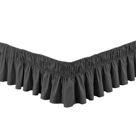Fancy Collection Twin-Full Easy Fit Bed Ruffle Wrap Around Elastic Bed Skirt with 17" Drop New Easy Install Solid Charcoal/Dark Grey