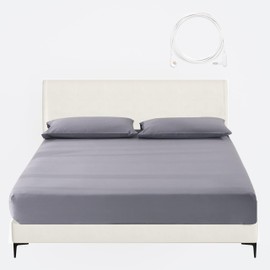 King Size Grounding Fitted Bed Sheets with 15 feet Grounidng Cord,Grounding Sheets for Earthing Bed Sheets(Gray, King)