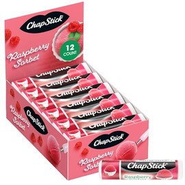ChapStick- Hidratante labial, sorbete de frambuesa, paquete de 12 – Bálsamo labial a granel, delicioso y dulce, 0,15 oz cada uno