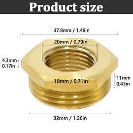 lyualma 2 Stück Messing Reduzierstück G1" auf G1/2" Gewindefitting G1" Reduzierstück aus Messing Außengewinde X G1/2" Innengewinde, für Gewerbe und Haushalt