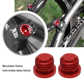 YINETTECH 4PCS Bycicle V Brake Hole Screw Bolt M10x1.25 Aluminum Alloy Bike Brake Screw for Mountain Bike Road Bike Cycling Replacement Component (2 Red & 2 Black)