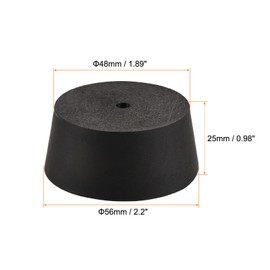 sourcing map Rubber Tapered Plug 48mm to 56mm with Hole Test Tubes Bungs Stopper Black for Lab Home