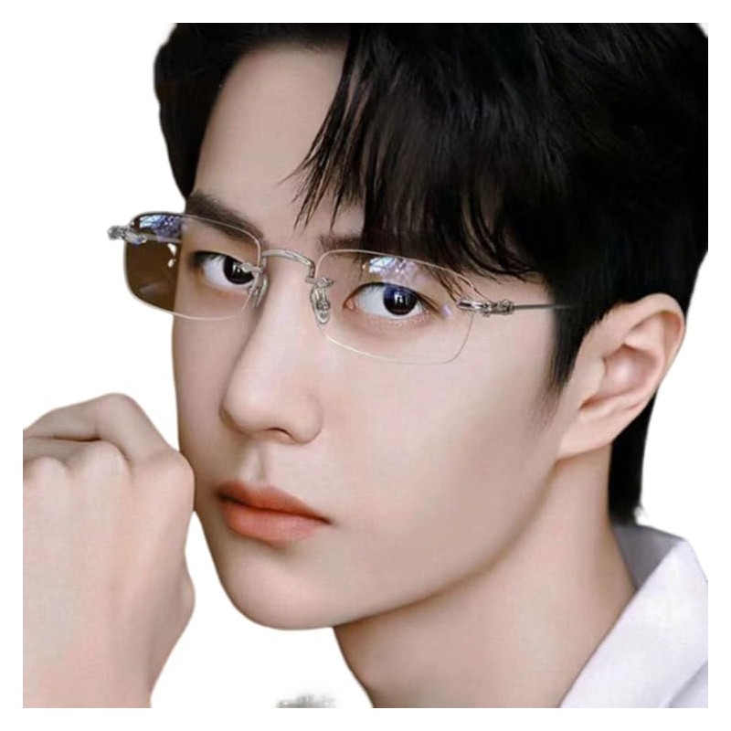 88flix Clear Megane Borderless Blue Light Cut Square Lens Rimless
