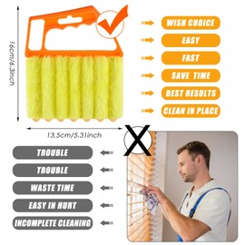 Maxdot 12 Pcs Blind Cleaner Duster Tool, 7 Finger Dusting Cleaner Tool, Handheld Blind Dusters for Cleaning, Washable Mini Cleaner Brush for Air Conditioner Wood Blinds Window Dust Dirt, Yellow