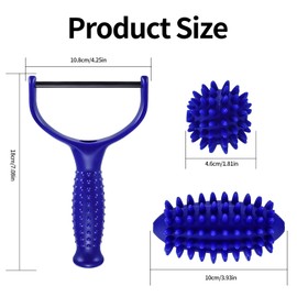 Massage Roller with Handles, Massage Roller with 2 Hedgehog Balls, Self Massage Roller with 1 Long Replacement Massage Ball Massager for Legs Back Arms Muscle Foot Massage Muscle Pain