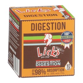 Licks Pill-Free Dog Digestion - Dog Gut Health and Gas Relief - Bloating Relief and Digestion Supplement for Dogs - Dog Health Supplies - Gel Packets - 10 Use