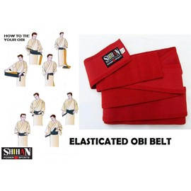 Shihan OBI Belt Stretchy Elasticated- Flexi 'AKA-RED ' OBI Belt Iaido- Kendo, Aikido RED Belt Takashi Japan Signature Range - 400cm x 8cm Easy Comfortable Fasten