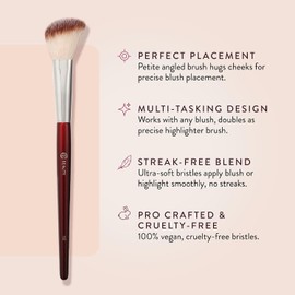 BK BEAUTY Brocha Pequeña Angular Para Rostro 112 – Brocha Angular De Precisión Para Rubor Que Logra Una Mezcla Suave Y Natural, Ideal Para Rubor En Rostros Pequeños E Iluminador.