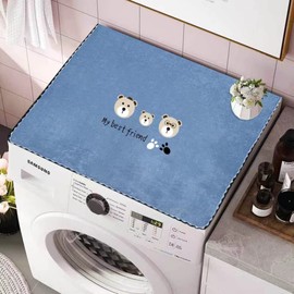 Washing Machine Top Cover Dust-Proof Washer and Dryer Covers Washer And Dryer Top Covers Anti-Slip Fridge Dust Cover 24In x 20In /60cm x 50cm fits microwave - Blue
