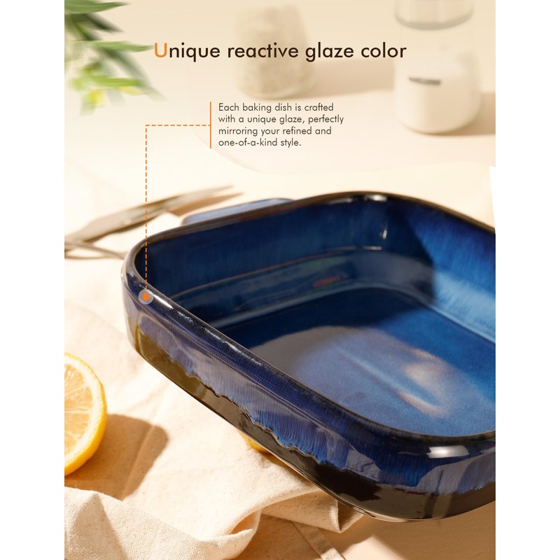 8x8 Baking Pan Ceramic Square Baking Dish Lasagna Pan with