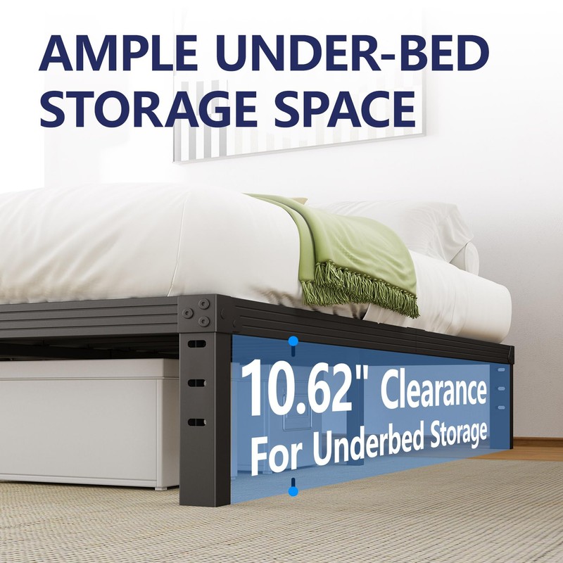 Furnitui 12 Inch High Metal Queen Bed Frame, Platform Bed