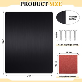 Yaocom Stainless Steel Backsplash Range Hood Stove Backsplash Back Stainless Steel Sheet for Kitchen Wall Splatter Metal Wall Panels with Screws and Hanging Towel(Black,24×30 Inch)