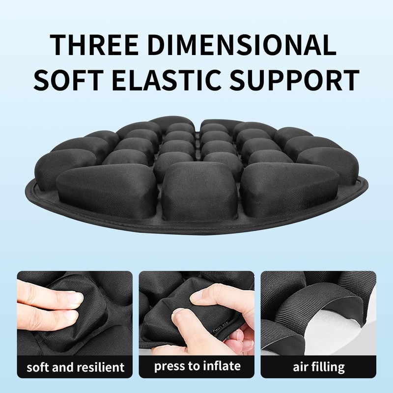 JFT Inflatable Motorcycle Seat Cushion with Built-in Pump, Non-Slip Air