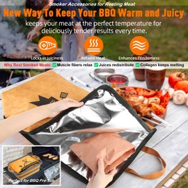21in BBQ Blanket for Resting Meat-Smoking Meat Insulated Bag for Brisket/Beef/Pork Shoulder/Turkey-White Elephant Christmas Stocking Stuffers Birthday Anniversary Smoker Accessories Gift for Men