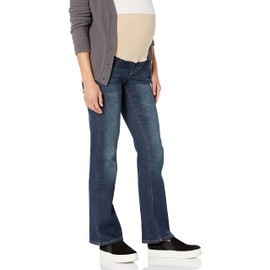 Three Seasons Maternity Women's Maternity Boot Cut Denim Jean with Nude Belly Band, Dark Wash, XX-Large