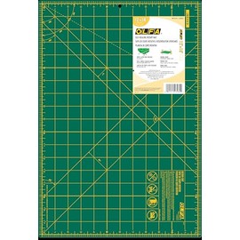 OLFA 12" x 18" Self Healing Rotary Cutting Mat (RM-CG) - Double Sided 12x18 Inch Cutting Mat with Grid for Quilting, Sewing, Fabric, & Crafts, Designed for Use with Rotary Cutters (Green)