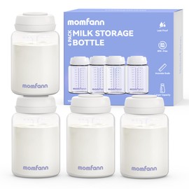 MOMFANN Breastmilk Storage Bottle 4 Pack, 10oz Milk Storage Bottle – Wide-Neck Fit for Most Nipples, Leak-Proof, BPA-Free, for Fridge & Travel