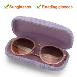 Vemiss Hard Shell Eyeglasses Cases, Linen Fabrics Protector Sunglasses Case, Large Glasses Case (Large Purple)