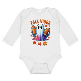 TATY Kids PSL Football Ghost Fall Vibes Long Sleeve Baby Infant One Piece Bodysuit 18 Months White