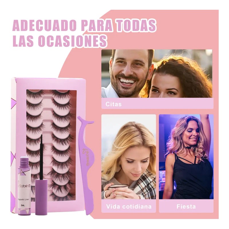 10 Para Kit Extensiones De Pestañas Postizas Magnéticas 3d