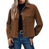 Zeagoo Women's Cropped Corduroy Shacket Button Down Shirts 2024 Fall