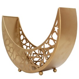 Ramadan Tray, Moon Shape Large Capacity Decorative Iron Tray Home Decorations for Islam Muslim Eid Holidays
