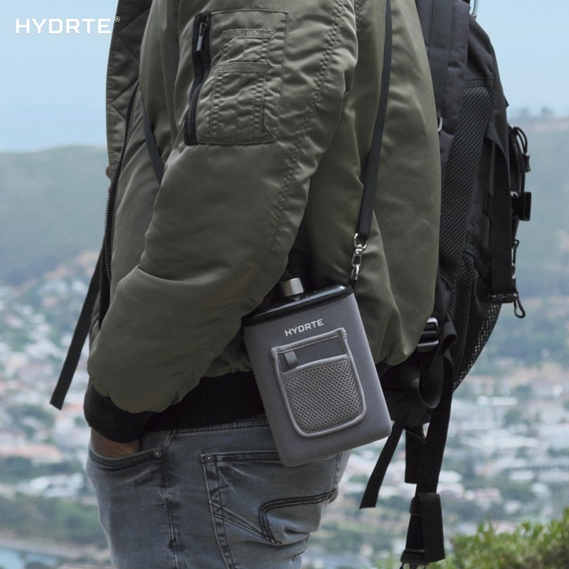 Hydrte Travel Mini Water Bottle with Strap & Sleeve –