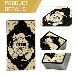 XUZOPIM Tarot Playing Cards 78 Kitten Tarot Cards Set Included For Destiny Divination Card Games For Parties For Experienced Players For Beginners