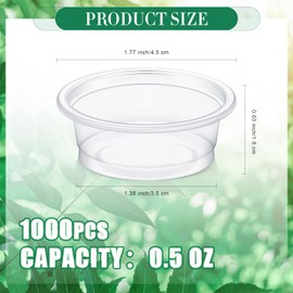 Maxcheck 1000 Pcs 0.5 oz Gecko Feeding Cups Small Gecko Food and Water Cups Reptile Feeding Bowls Plastic Bearded Dragon Food Bowl for Lizard Small Pet Ledge Accessories