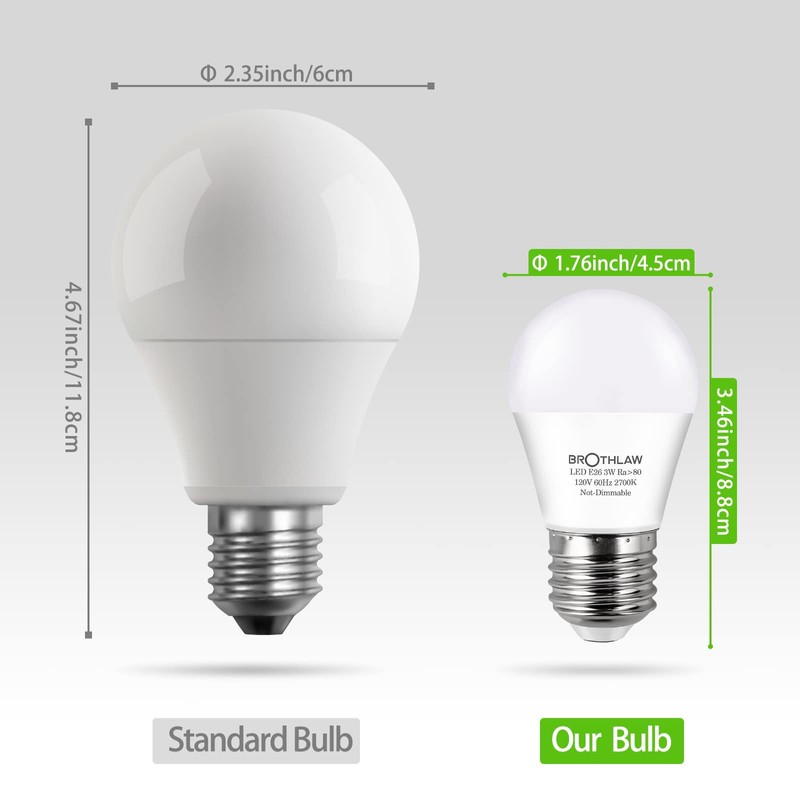 25 Watt Equivalent Light Bulbs, A15 LED Light 3W E26