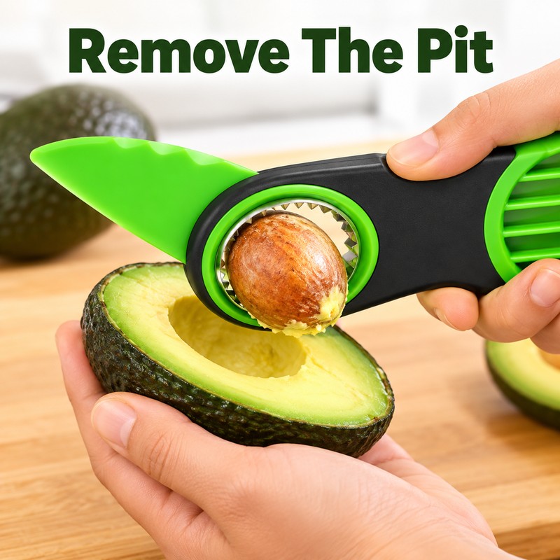 3-in-1 Avocado Slicer, Pitter & Cutter – Stainless Steel Fruit