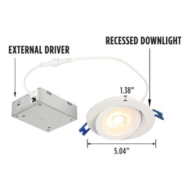 Westinghouse 521416-12R/4"/LED/DIM/WH/GIMBAL/27-50 (5214100) LED Recessed Can Retrofit Kit with 4 Inch Recessed Housing