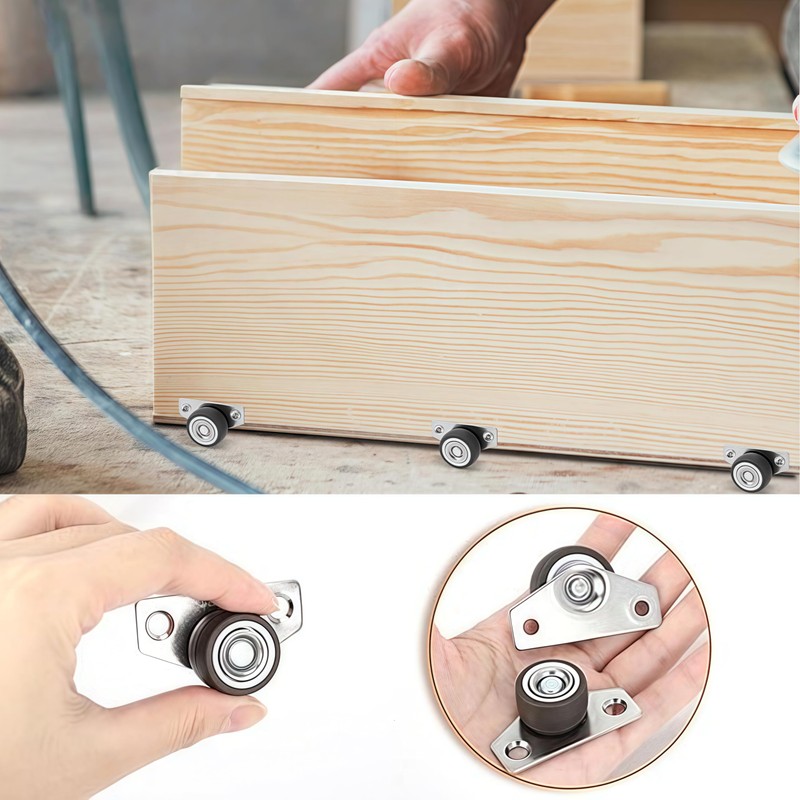 1Inch 8Pcs Mini Low Profile Casters,Attach Screws Small Side Mount