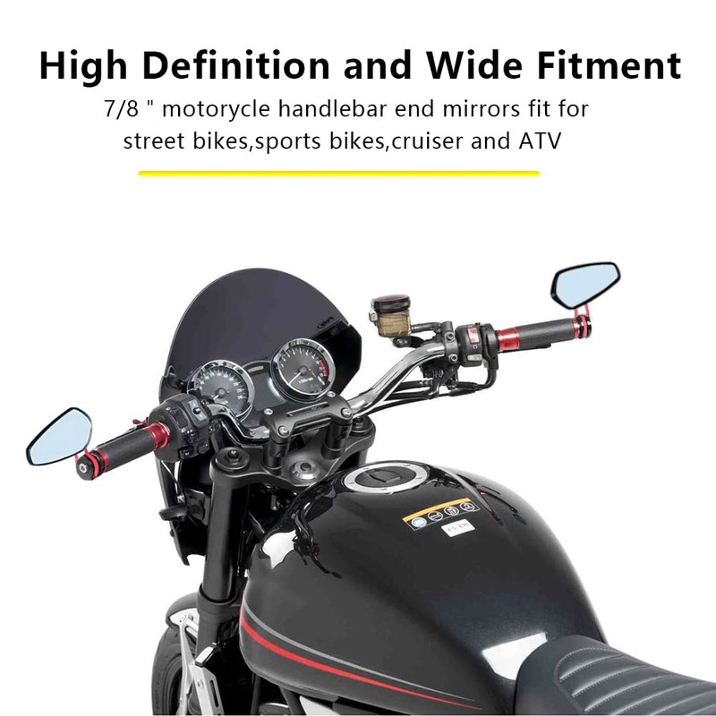 DREAMIZER Universal Motorcycle Side Mirrors 7/8" 22mm Handlebar End Mirrors