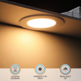 TORCHSTAR 12-Pack 5CCT 4 Inch Ultra-Thin LED Recessed Lighting with Junction Box, CRI90, Aluminum, 2700K3000K3500K4000K5000K, 5%-100% Dimmable Slim Recessed Downlight, 9W 810LM, ETL & ES