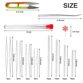 60 Pieces Bead Needles Set, 4 Sizes Large Eye Seed Bead Needles Long Straight Bead Needles, Foldable Jewelry Making Bead Needle Set for DIY Crafts Necklaces Bracelets