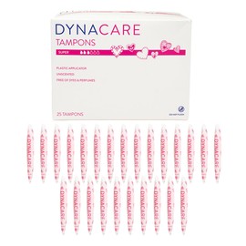 Dynarex Super Tampons – Feminine Hygiene Product with Plastic Applicator – 8 Hour Protection – 1 Box of 25 Tampons