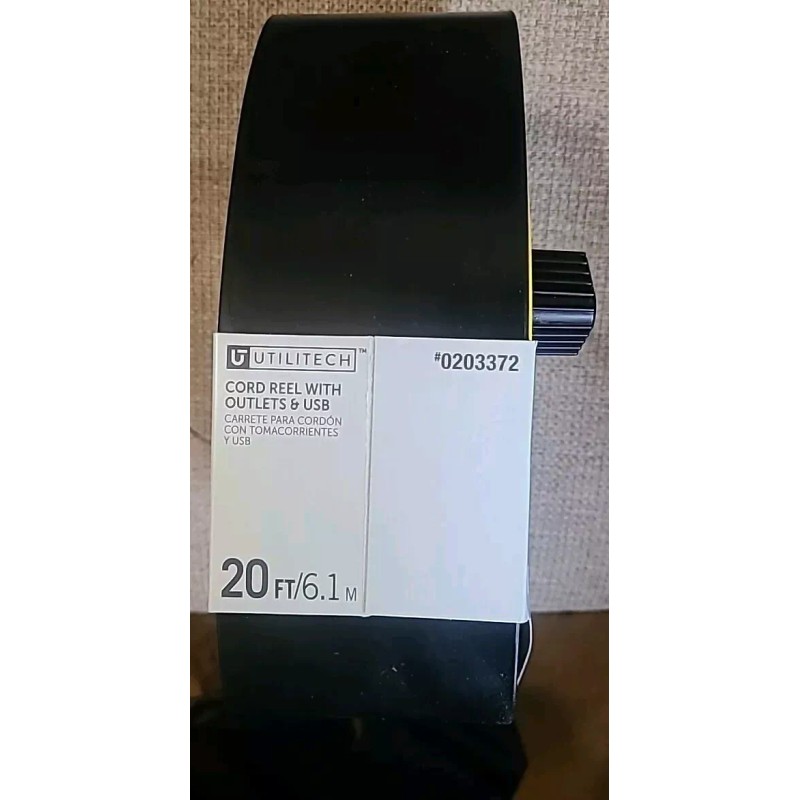 Utilitech NEW Extension Cord Reel 20' Cord Hand Wind Retractable