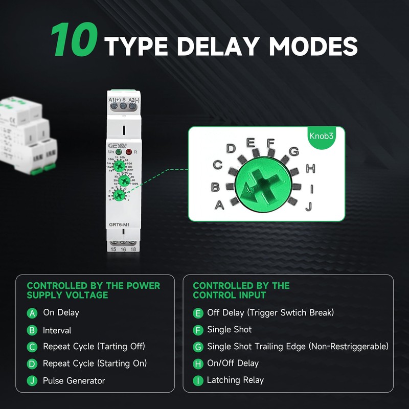 GEYA 10A Multifunctional Delay Time Relay 10 Function Choices AC/DC24V-240V